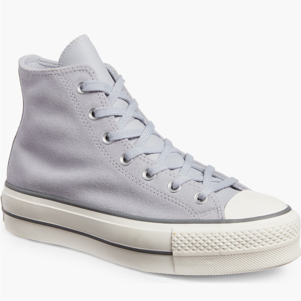 Converse High-Top Sneakers in Light Gray and White